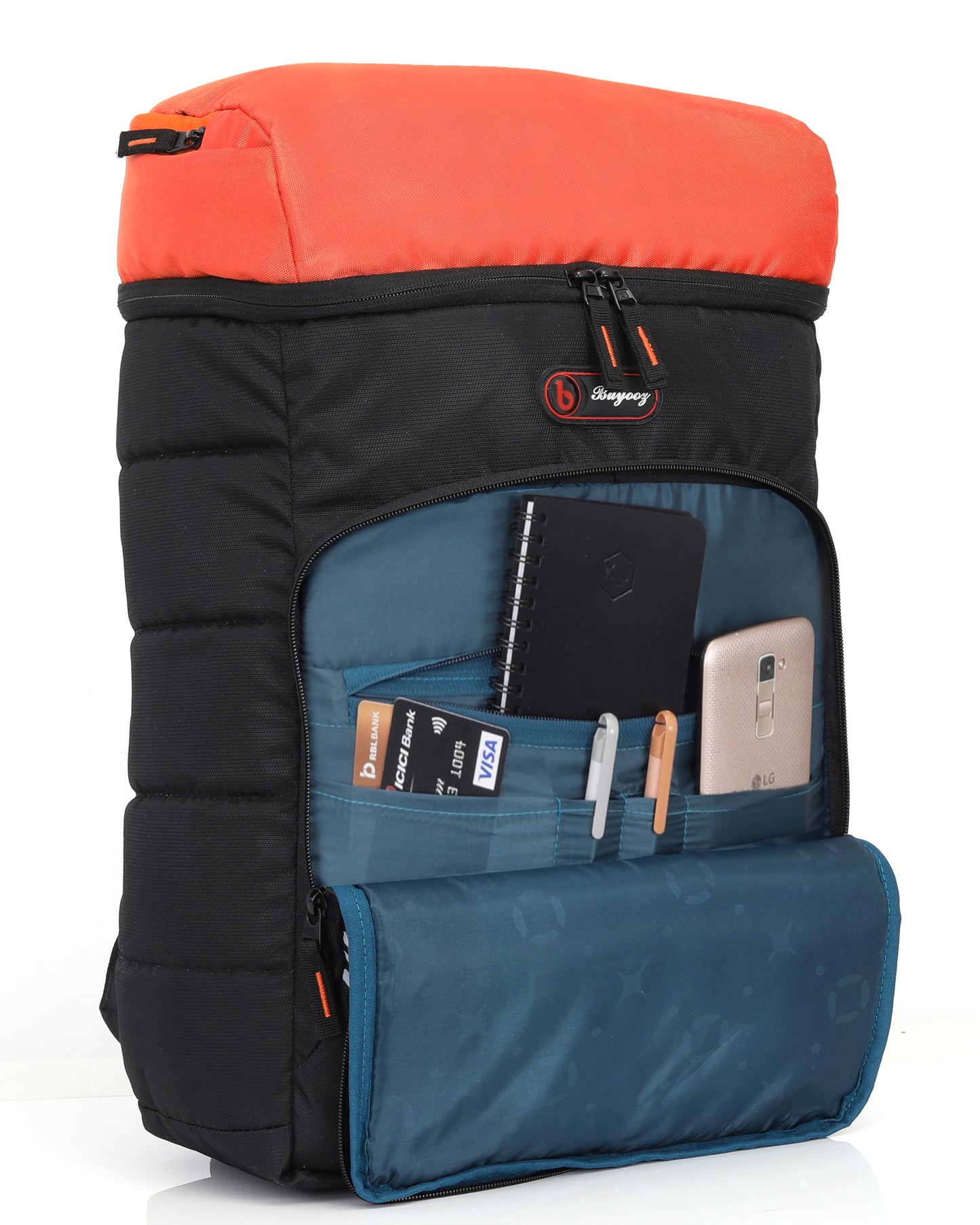 Buyooz Carry Laptop Backpack for Men Women Sleek 15.6-inch Laptop Bag 32L Orange