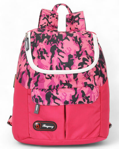 Buyooz Women Pink & White Graphic Daypack